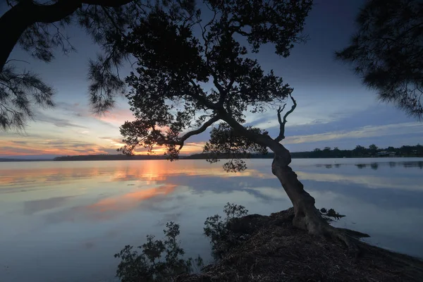 Beautiful Sunset Views Basin Calm Waters Reflect Sky Mirror Bent — Stock Photo, Image