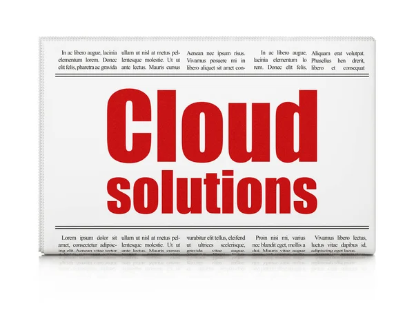 Cloud Computing Concept Tidningsrubriker Molnlösningar Vit Bakgrund Rendering — Stockfoto