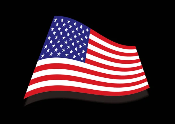 美国的星条旗 带有黑色背景和阴影 — 图库照片