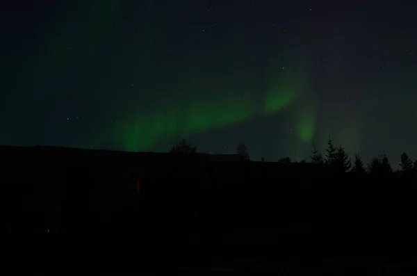 Aurora Boreal Cielo Ártico Otoño Por Noche — Foto de Stock