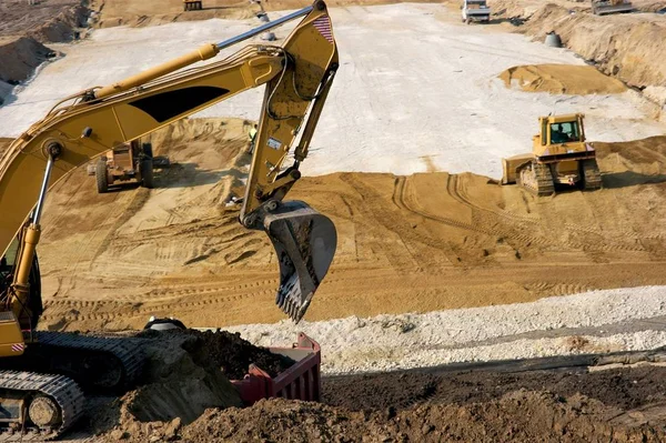Excavator Working Road Construction Site — Stock Photo, Image