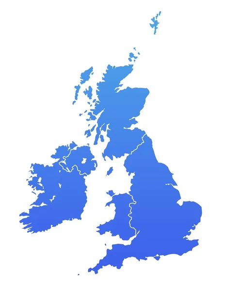 Карта Соединенного Королевства Градиентном Синем Цвете Изолированный Белом Фоне — стоковое фото