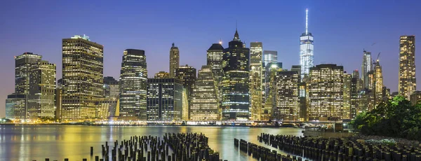 Widok Nowy Jork Manhattan Centrum Miasta Zmierzchu Usa — Zdjęcie stockowe