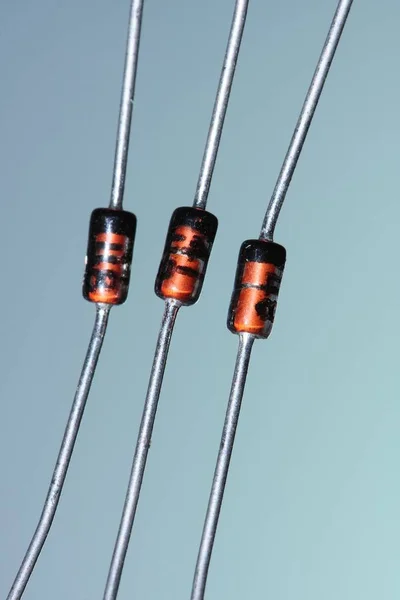 Three Zener Diodes Blue Green Background — Stock Photo, Image