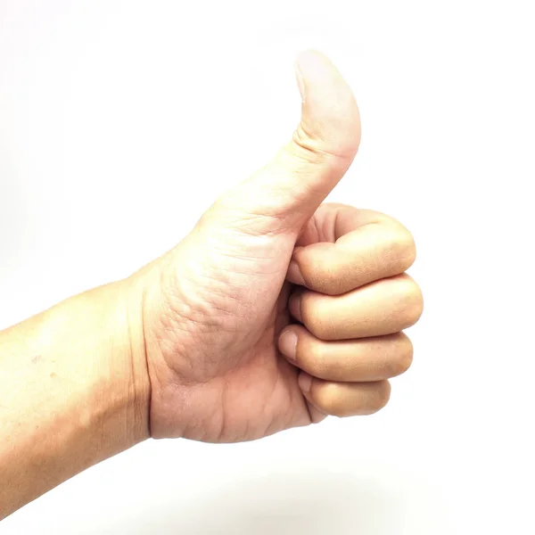Чоловіча Рука Показує Великі Пальці Вгору Знак Ізольовано Білому Тлі — стокове фото