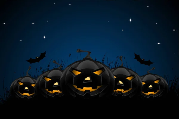 Tök Halloween Éjszaka Háttér Denevérek Csillagok — Stock Fotó
