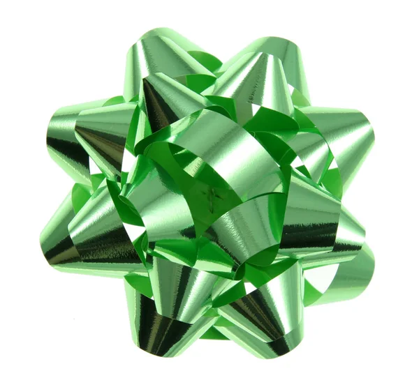 Een Geïsoleerde Groene Kerstcadeau Bow — Stockfoto