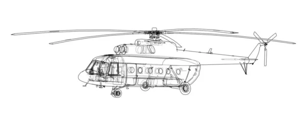 Інженерне Креслення Або Ескіз Гелікоптера Ілюстрація — стокове фото