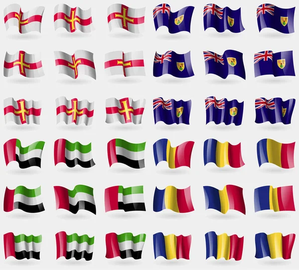 Guernsey Turks Caicos Emiratos Árabes Unidos Rumania Conjunto Banderas Los — Foto de Stock