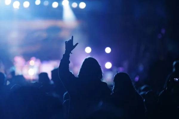 Gente Celebrando Shillouettes Aire Libre — Foto de Stock