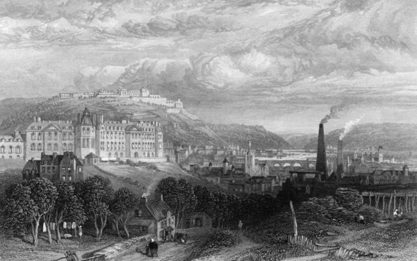 Мальовничий Вид Місто Льєж Бельгія Викарбувані Вільям Міллер 1845 Суспільне — стокове фото