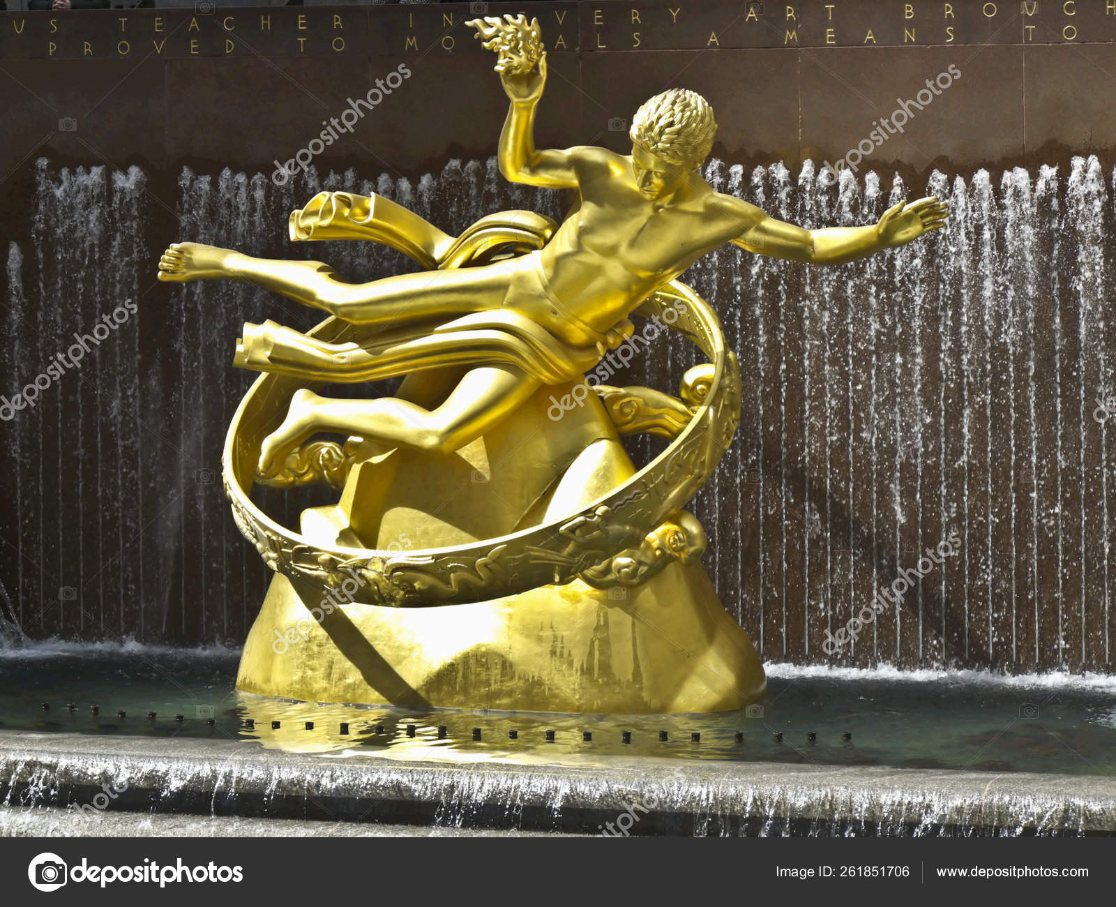 Famous Sculpture Prometheus Rockefeller Center Stock Photo by