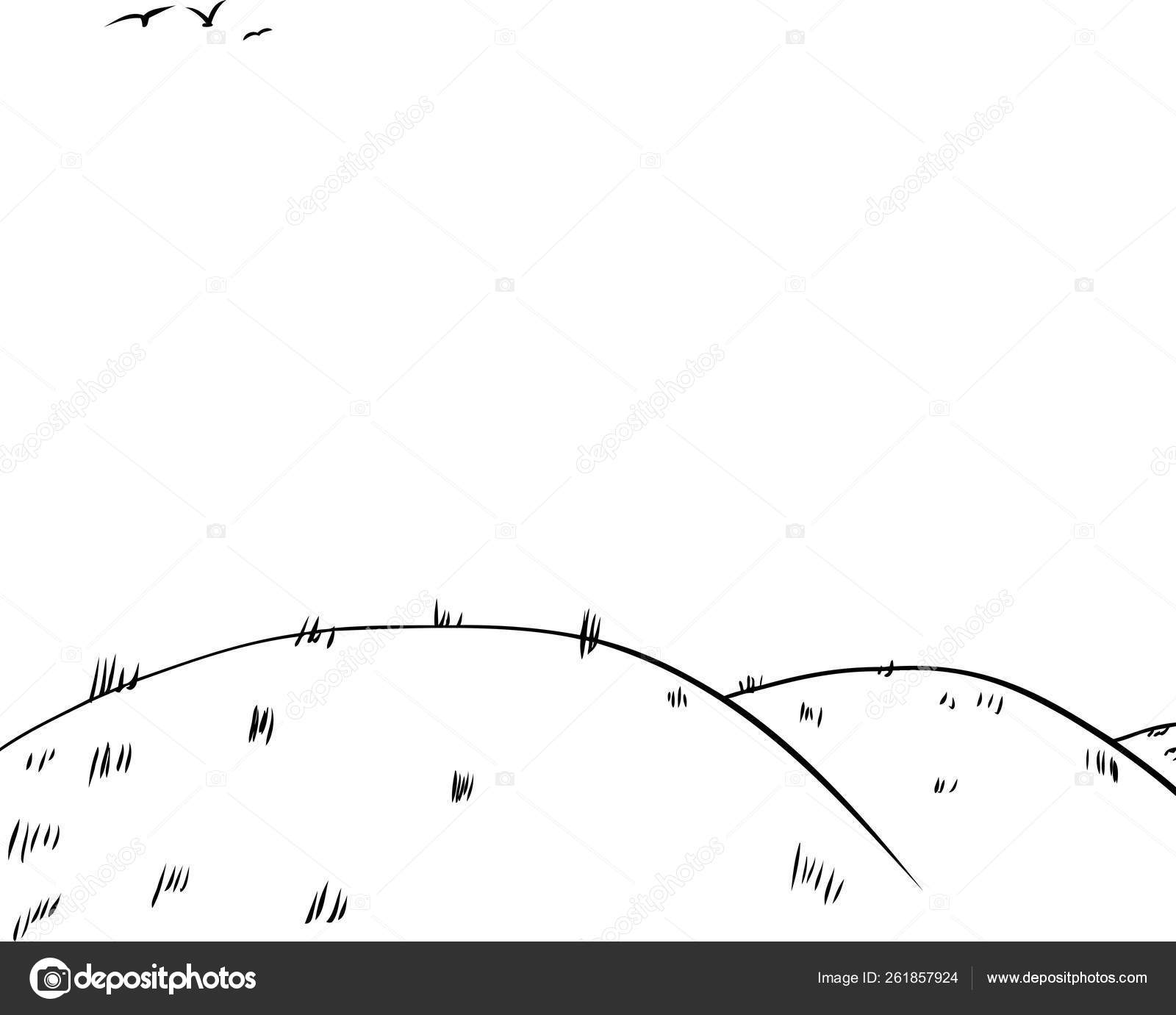 Cartoon Outline Background Rolling Hills Three Birds Flying Sky — Stock  Photo © YAYImages #261857924, image size:1600x1381