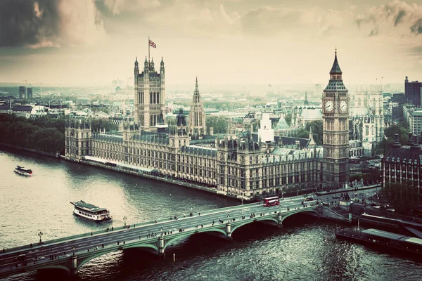 London Storbritannien Big Ben Westminster Palatset Vintage Retrostil Ikonen För — Stockfoto