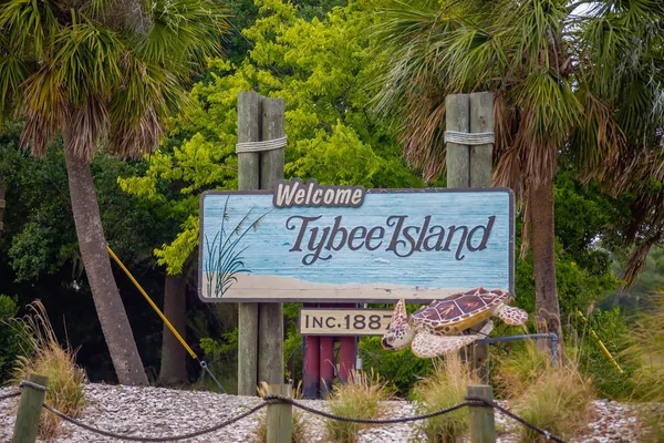 Tybee Adası Işareti Tebrik Hoş Geldiniz — Stok fotoğraf