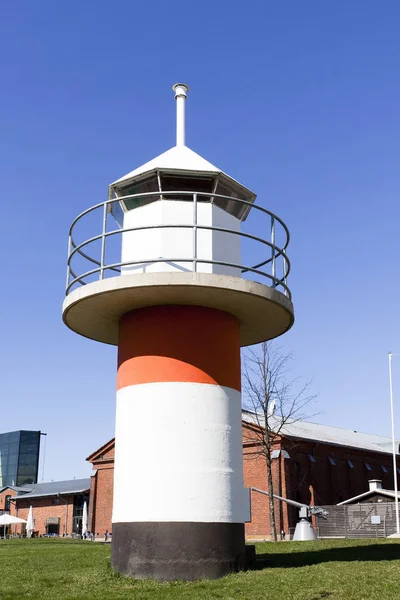 Modelo Faro Cerca Del Barco Museo Cisne Finlandés — Foto de Stock