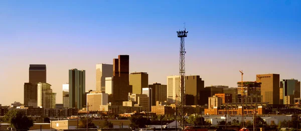 Denver Downtown Kvällssolen Ljus — Stockfoto