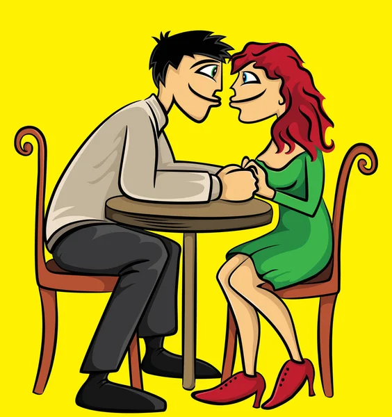 Datation Jeune Couple Valentine Carte Postale Vecteur Illustration — Photo