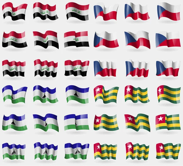 Iraq República Checa Lesothe Togo Conjunto Banderas Los Países Del — Foto de Stock