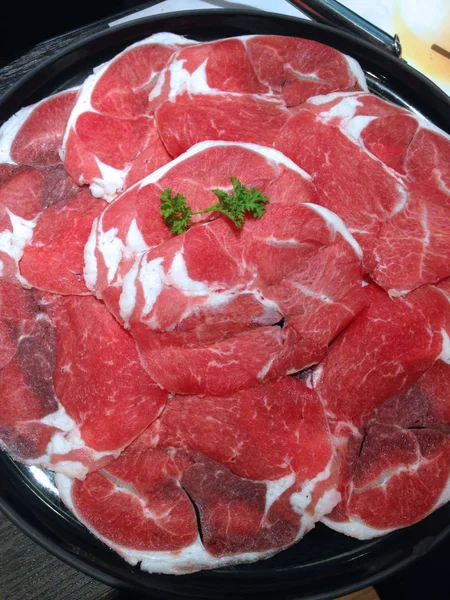 Tranches Bœuf Fermées Ensemble Shabu — Photo