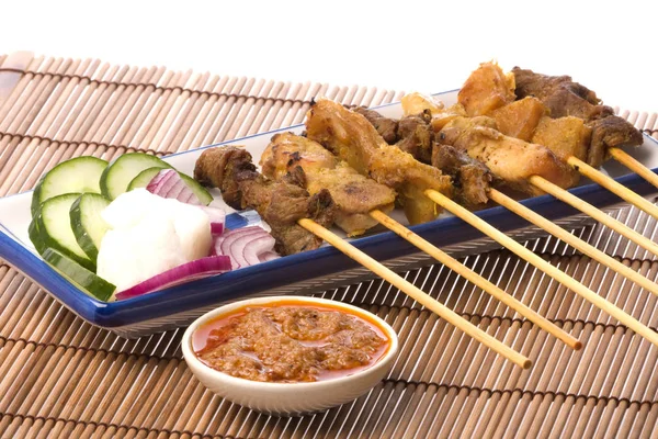 Bild Einer Malaysischen Delikatesse Die Gemeinhin Als Satay Bambusstäbchen Spieß — Stockfoto