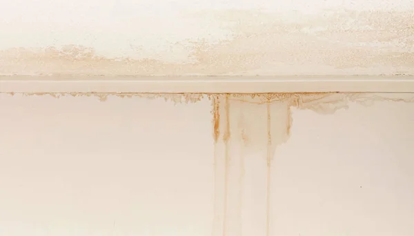 Water Damaged Ceiling Wall White Becomming Brown — Stock Photo, Image