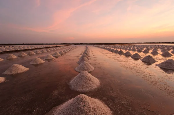 pile of salt in the salt pan at rural area of Thai coast.