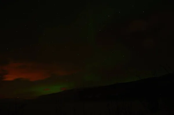 Aurora Boreal Luz Del Norte Bailando Cielo Ártico Diciembre — Foto de Stock