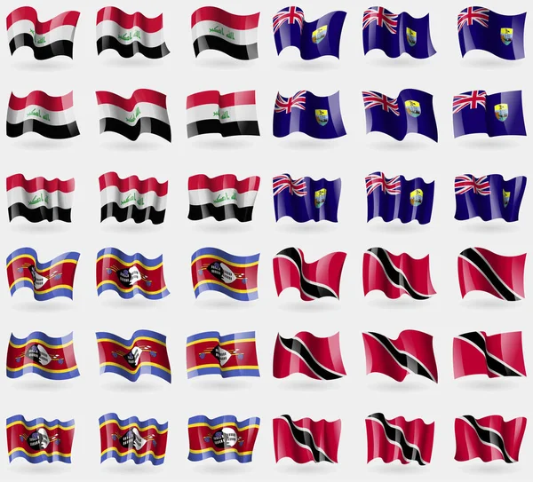 Iraq Santa Helena Swazilandia Trinidad Tobago Conjunto Banderas Los Países — Foto de Stock