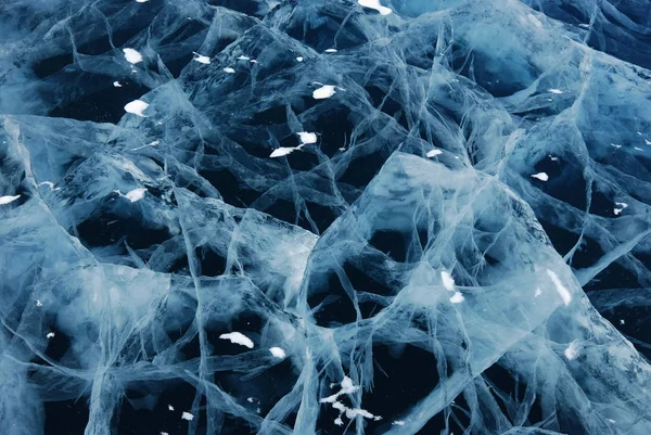 Donmuş Gölün Çatlamış Siyah Buzları Doğal Doku Arka Planı — Stok fotoğraf
