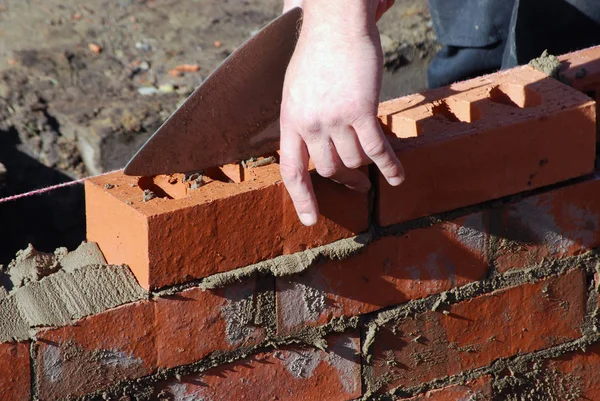 Close Bricklayer Work — Stock Photo, Image