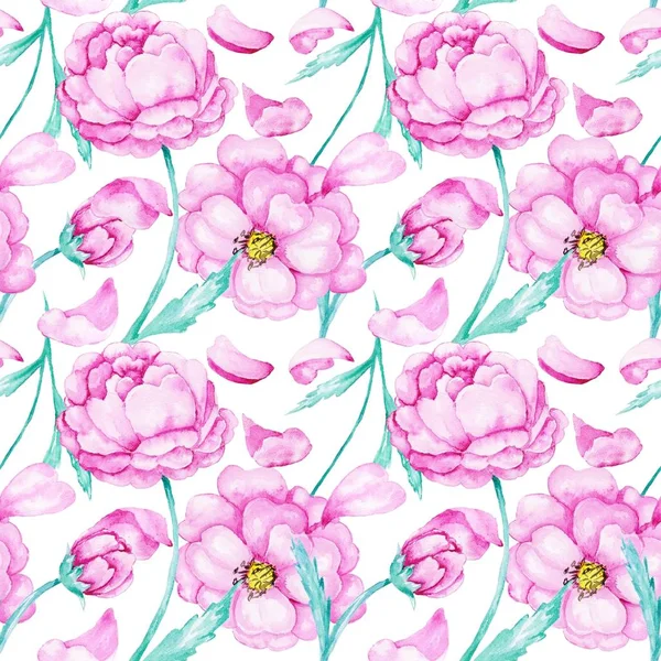 Textil Rosa Fondo Pantalla Con Flores Primavera — Foto de Stock