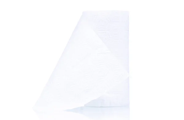 Rolo Único Papel Higiênico Sobre Fundo Branco — Fotografia de Stock