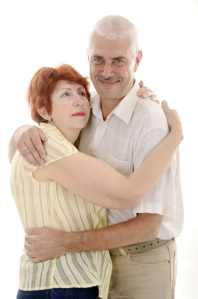 老人拥抱他的妻子 她很快乐2 — 图库照片