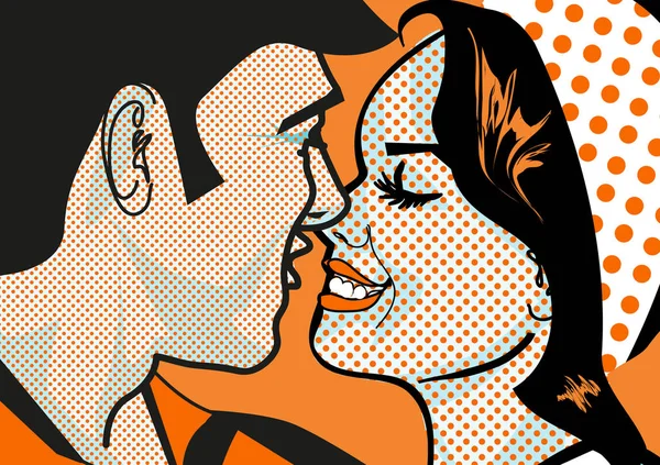 Retro Hot Pop Art KIssing Couple man and woman