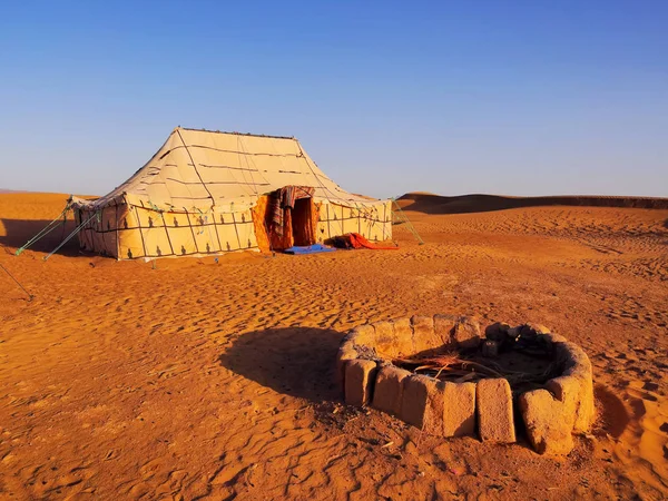 Oasis Och Ett Läger Zagoraöknen Marocko Afrika — Stockfoto