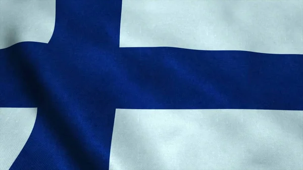 Drapeau Ultra Réaliste Finlande Agitant Vent Boucle Sans Couture Avec — Photo