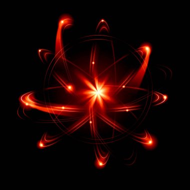 Image of color atoms and electrons. Physics concept clipart