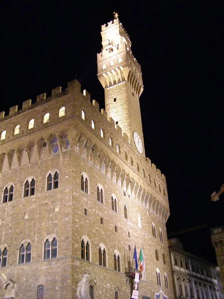 Palazzo Vecchio Floransa Gece — Stok fotoğraf
