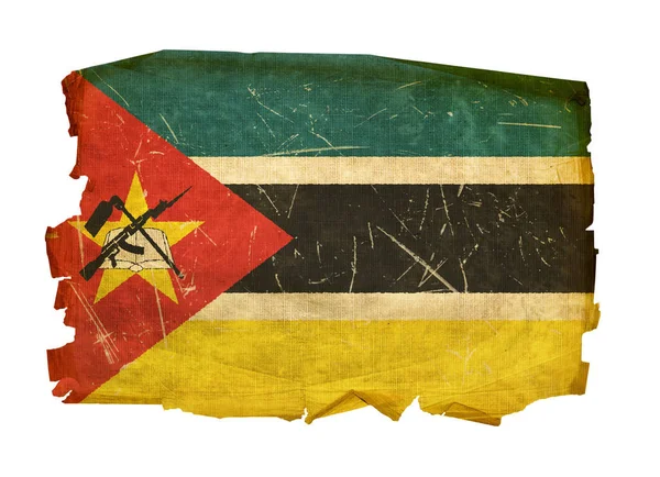 Mozambique Flag Old Isolated White Background — Stock Photo, Image