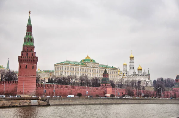 Vista Panorámica Del Kremlin Terraplén Moscú Rusia — Foto de Stock