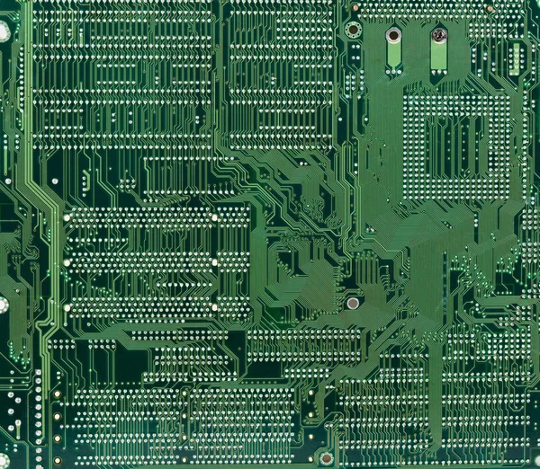 Fondo Abstracto Industrial Tecnológico Placa Circuito Color Verde —  Fotos de Stock