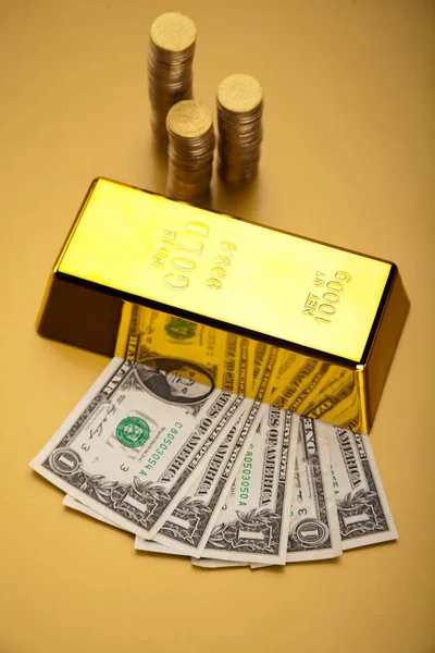 Para Madeni Para Altın Ortam Finansal Kavramı — Stok fotoğraf