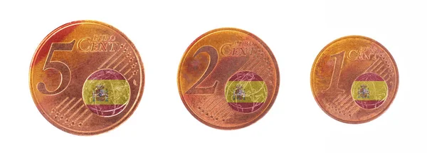 Europese Unie Concept Eurocent Vlag Van Spanje Voeren — Stockfoto