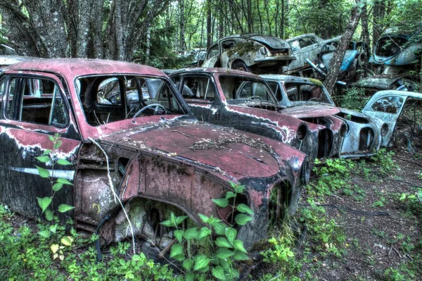 Hdr Imagem Carros Peças Carro Detalhes Fotografado Antigo Cemitério Carros — Fotografia de Stock