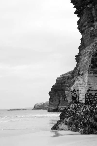 Eski Siyah Beyaz Ballybunion County Kerry Rlanda Sahil Plaj Uçurumlarda — Stok fotoğraf