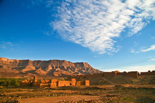 Panorama Starożytnego Marokańskiego Kasbah Tamnougalt Dolinie Draa Jeden Najstarszych Ksar — Zdjęcie stockowe