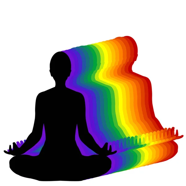 Donna Seduta Posizione Loto Yoga Con Aura — Foto Stock