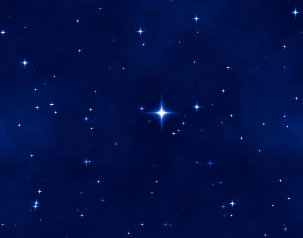 Bonito Campo Estrellas Azules Estrellas Brillantes Brillantes Una Estrella Brillante — Foto de Stock