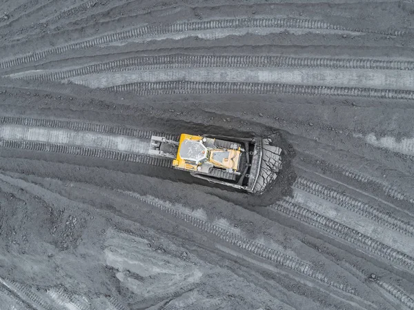 Açık Çukur Benim Sıralama Doğurmak Kömür Madenciliği Buldozer Kömür Sıralar — Stok fotoğraf